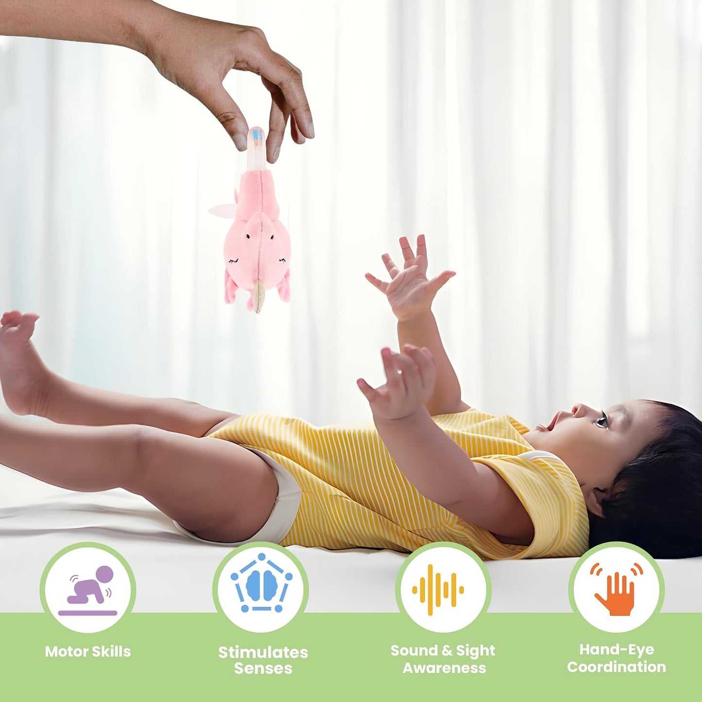 Unicorn Ring Rattle Toy, Soft Toy with Rattle Sound, Ring Rattle for Babies and Infants, Develops Sight, Sound and Motor Skills, Lightweight and Portable, Non-Toxic, for Babies 3+ Months