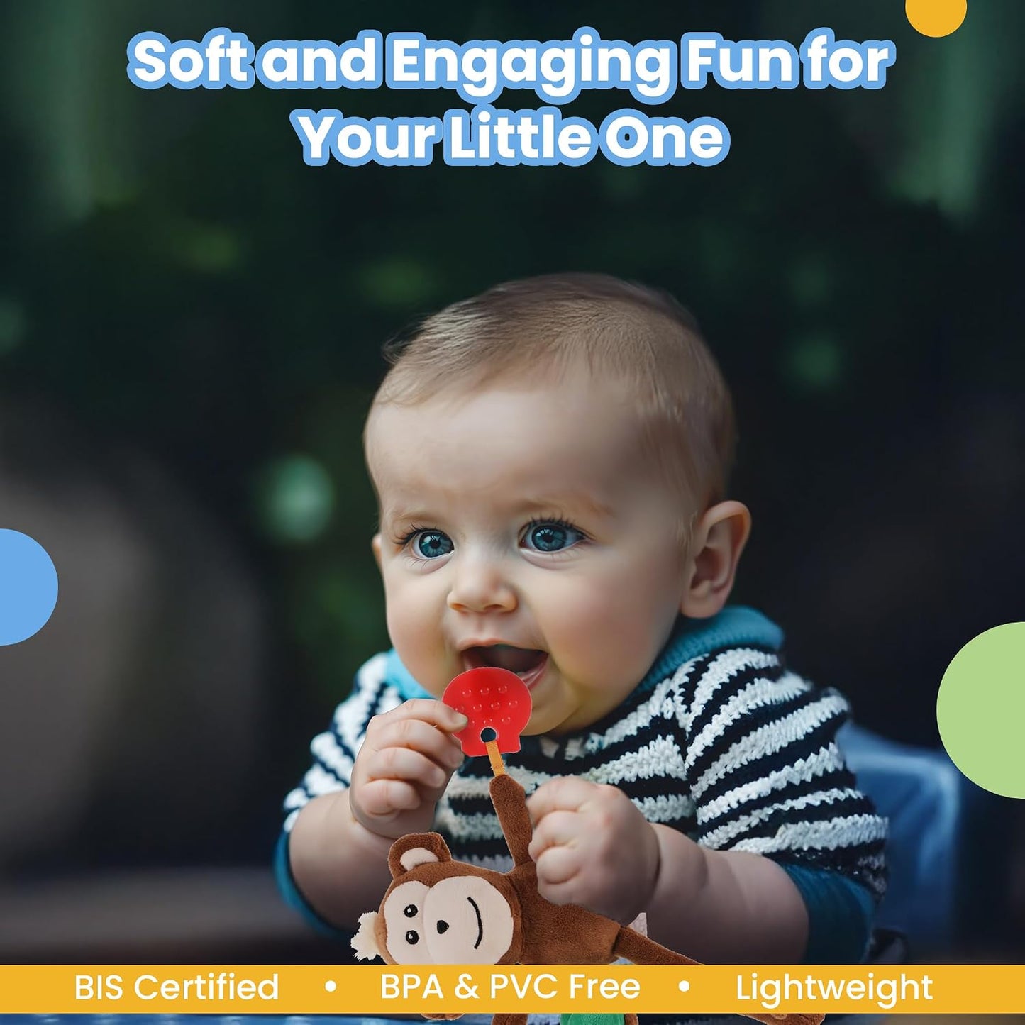 Jittery Monkey Baby Toy, Vibrating Plush with Soft Fabric, Hanging Stroller and Crib Toy for Sensory Development, Fun and Engaging Soft, Safe and Non-Toxic, for Babies 3+ Months