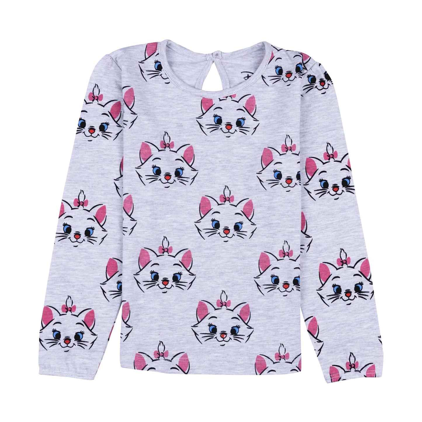 Disney Marie Round Neck AOP Full Sleeve T-Shirt With Back Keyhole and Elasticated Sleeve