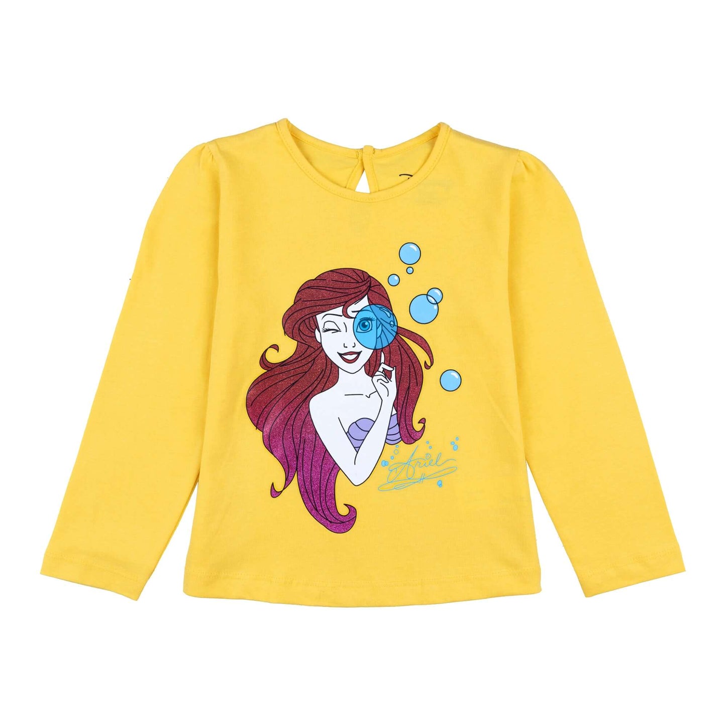 Disney Mermaid Full Sleeve T-Shirt Glitter Print With Back Keyhole