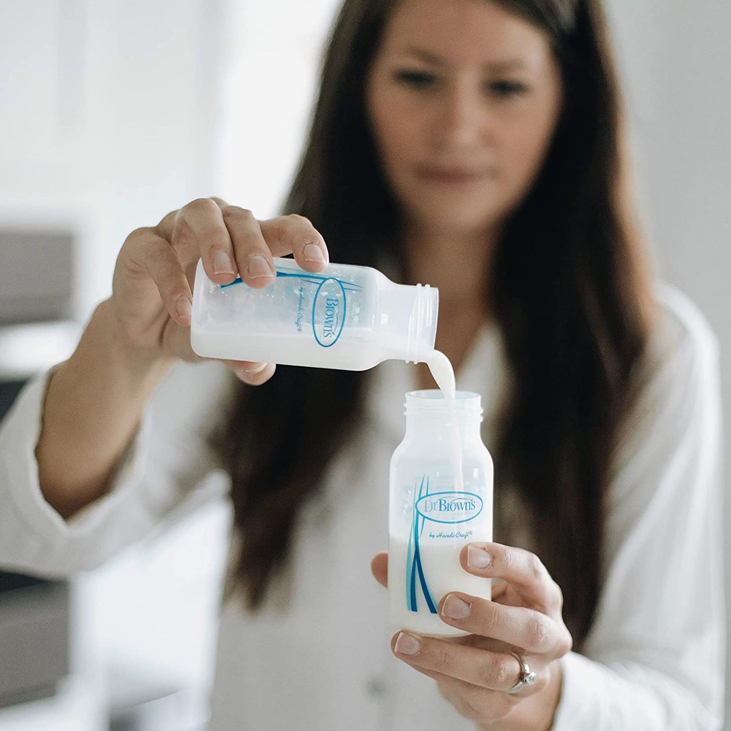 Dr.Brown's Narrow Neck Breastmilk Collection Bottles || Color-White & Blue || Used for Birth+ to 24months