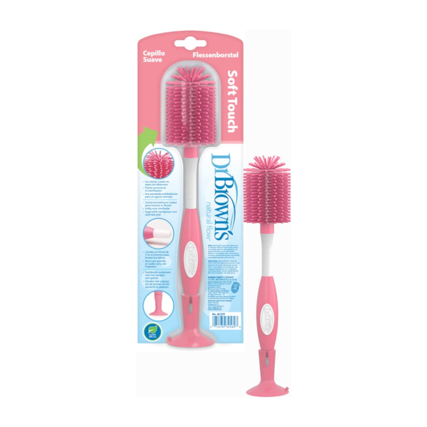 Dr.Brown's Pink Soft Touch Bottle Brush || Birth+ to 24months