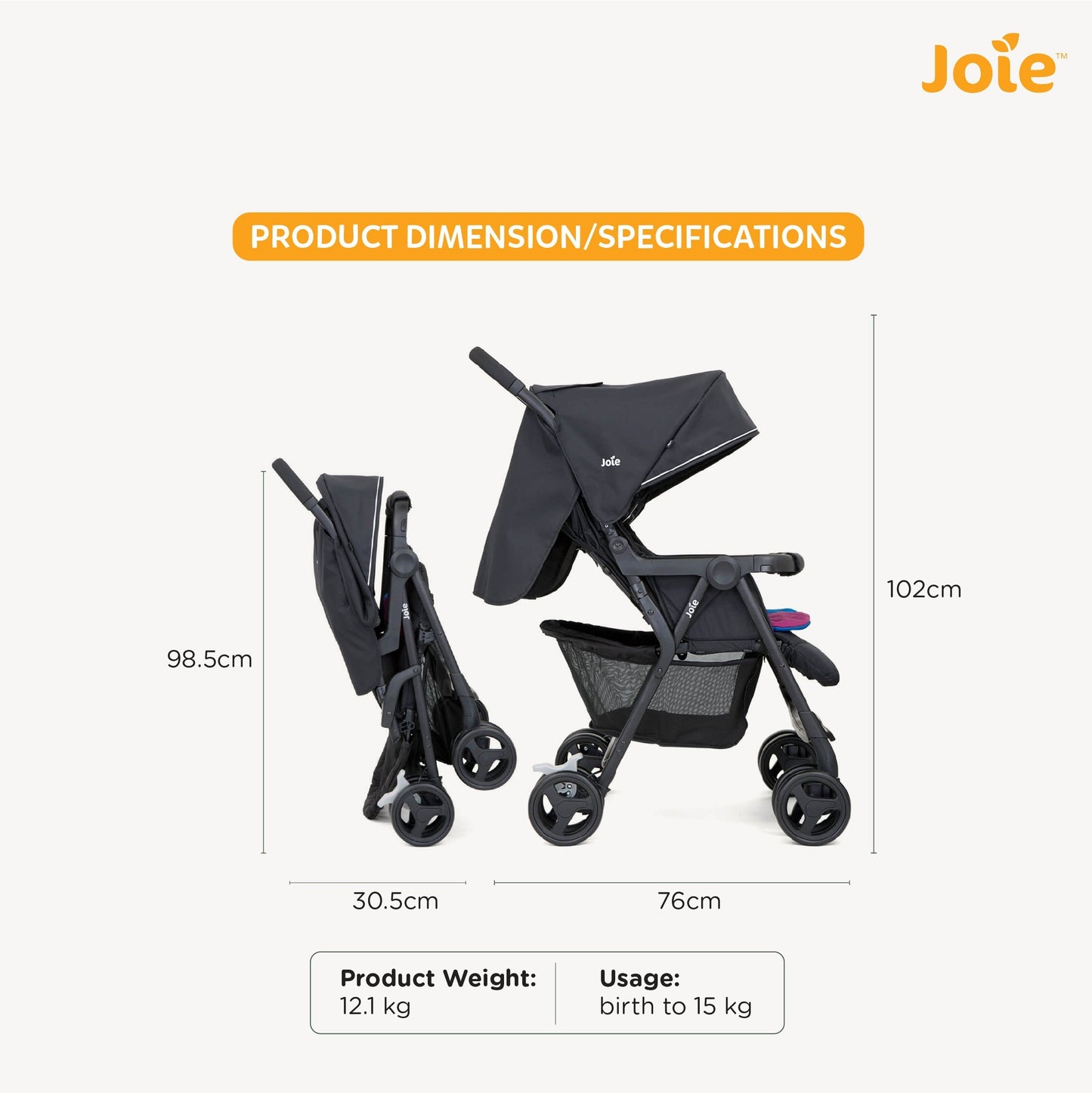 Joie Stroller Aire Twin (Birth to 36 Months) - Open Box