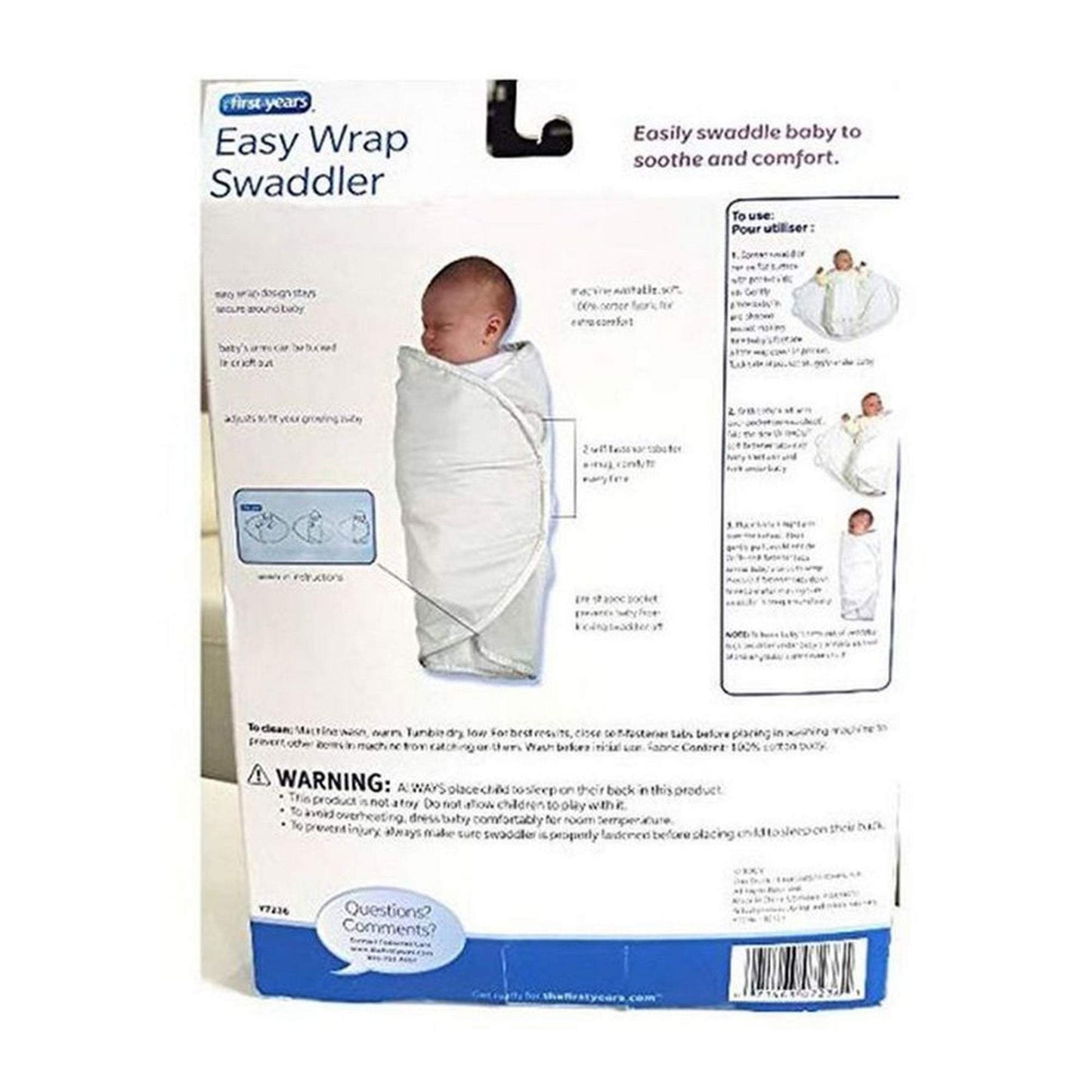 The First Years 2 Pk Swaddler Organic Cotton White || Birth+ to 24months