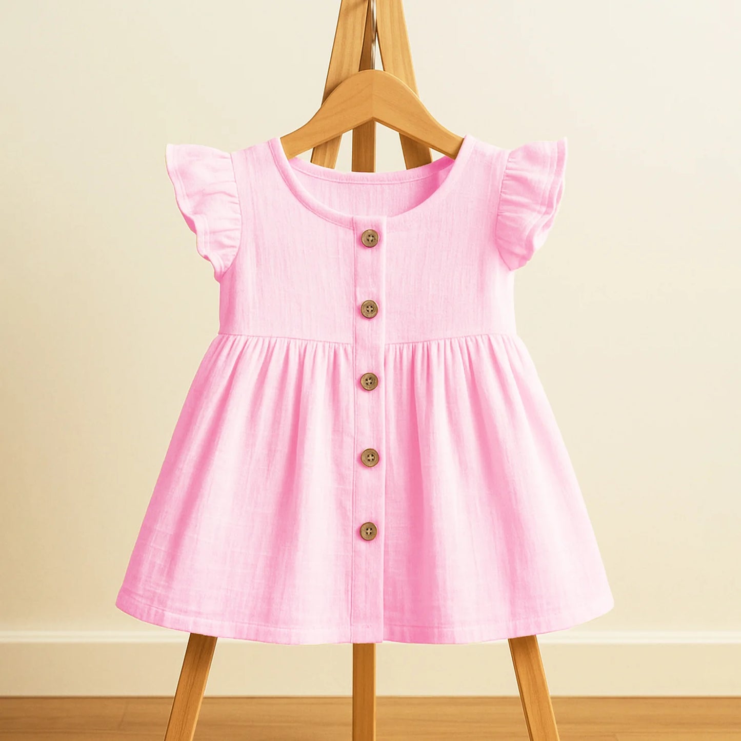Organic Cotton Girls Frock | Comfortable & Stylish Ribbed Frock For Toddlers | Pack of 1