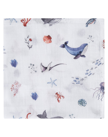Malabar Baby Organic Swaddle Set - Life's A Beach (Under The Sea & Blue Octopus Stripe)