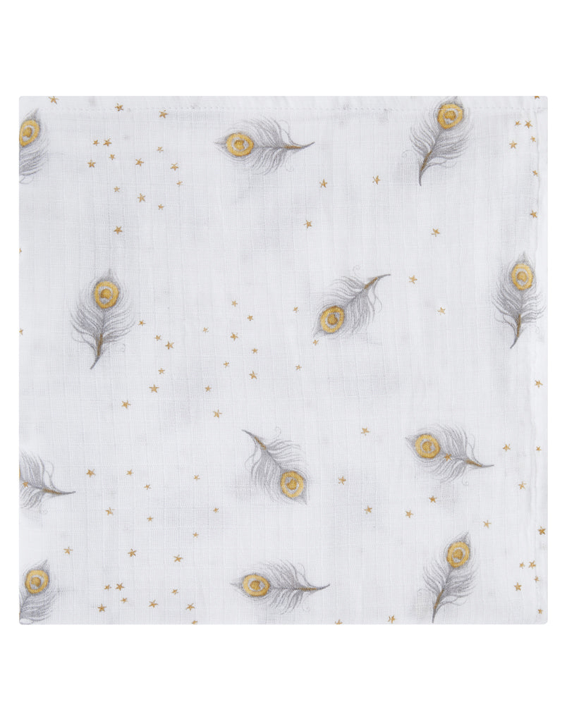 Malabar Baby Organic Swaddle Set - Sweet Dreams (Enchanted Peacock & Magical Feathers)