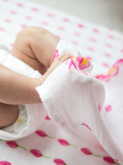 Malabar Baby Organic Swaddle Set - Enchanted Garden (Magical Lotus & Flower Bud)
