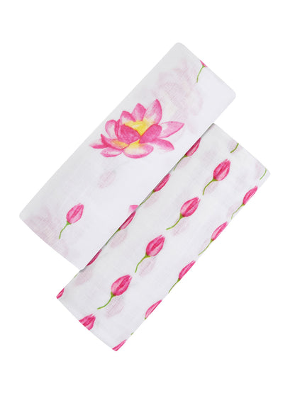 Malabar Baby Organic Swaddle Set - Enchanted Garden (Magical Lotus & Flower Bud)