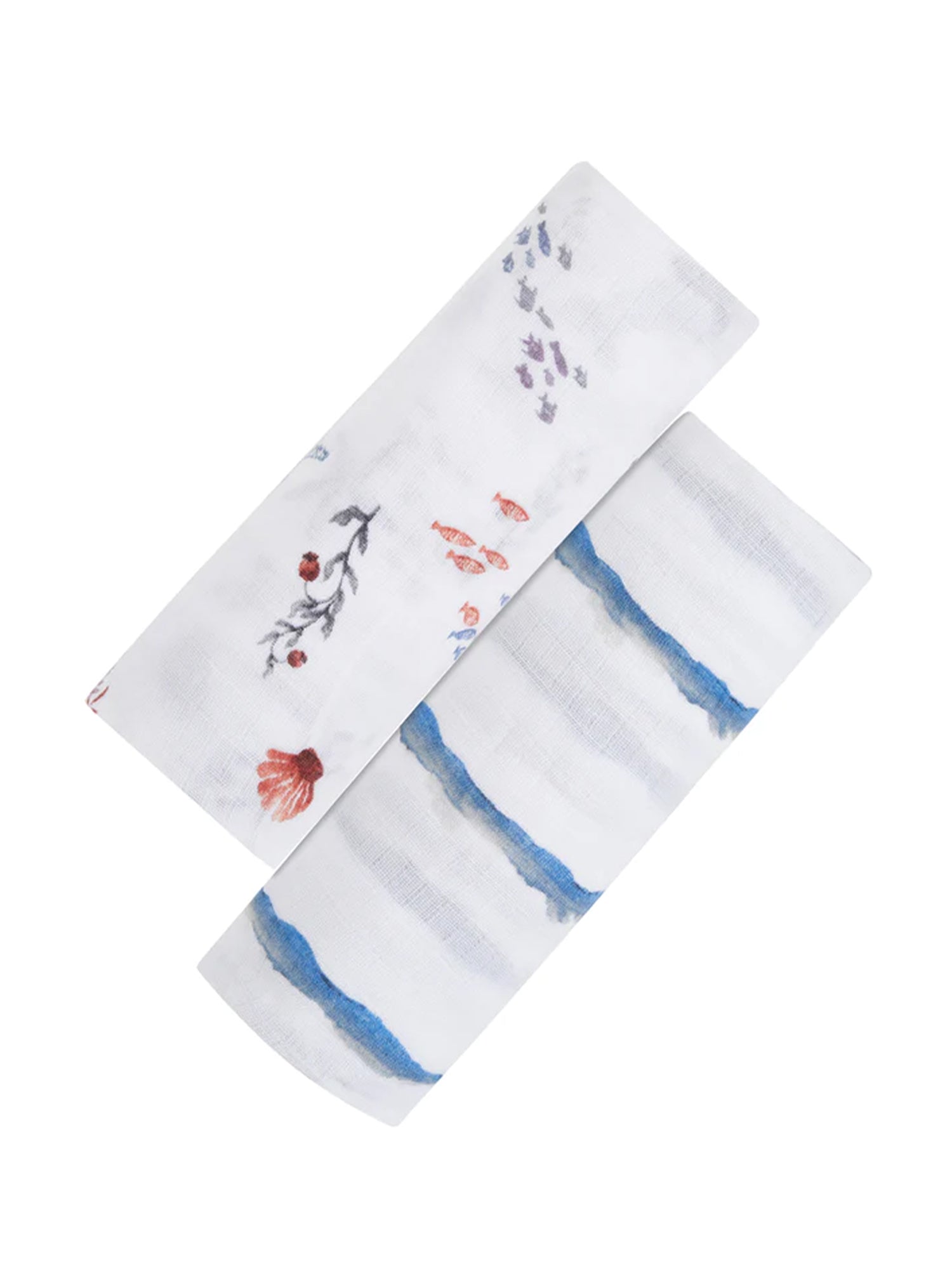 Malabar Baby Organic Swaddle Set - Life's A Beach (Under The Sea & Blue Octopus Stripe)