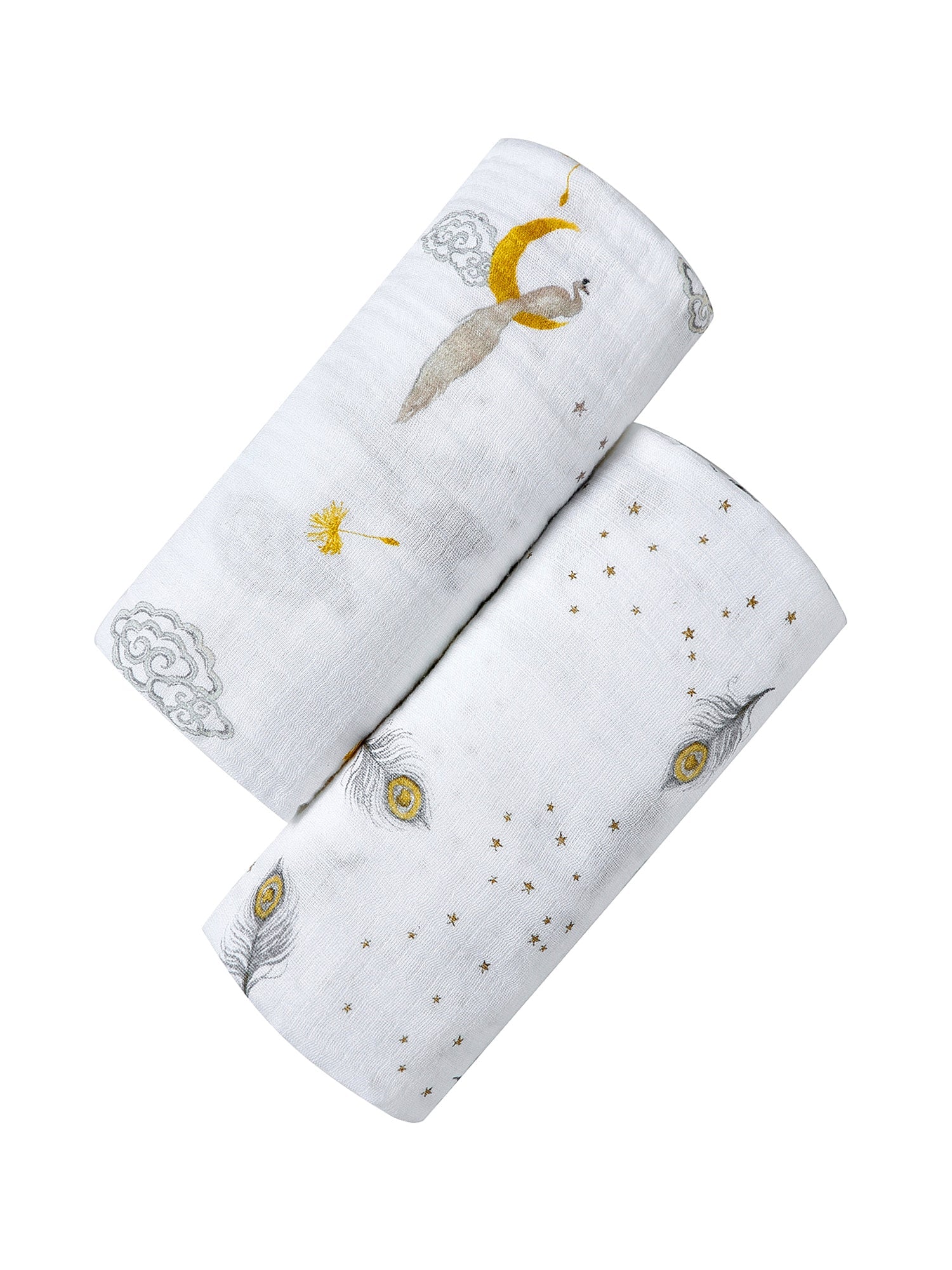 Malabar Baby Organic Swaddle Set - Sweet Dreams (Enchanted Peacock & Magical Feathers)