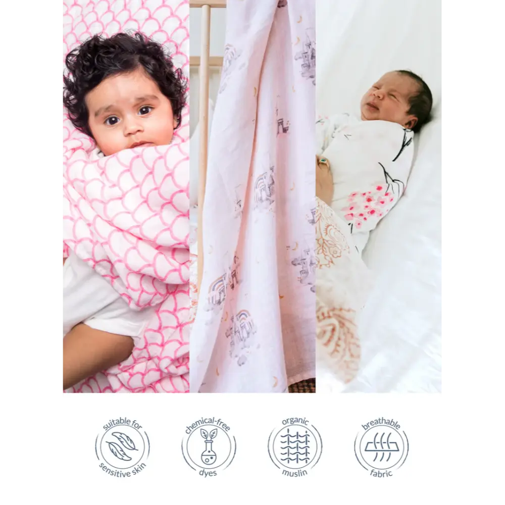 Malabar Baby Swaddle Set - 4 Pack Gift Set