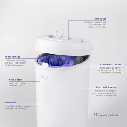 Ubbi Matte Diaper Pail - Matte Black