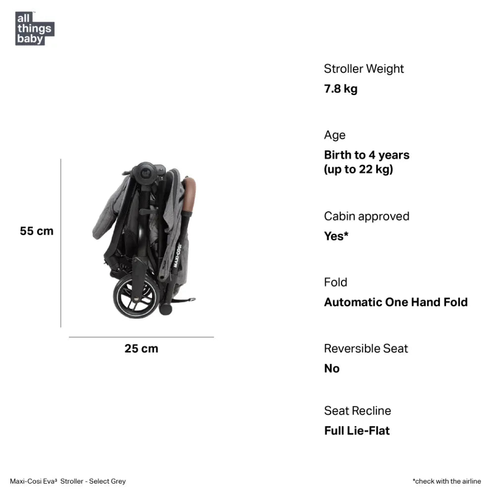 Maxi Cosi Eva3 Stroller - Essential Black