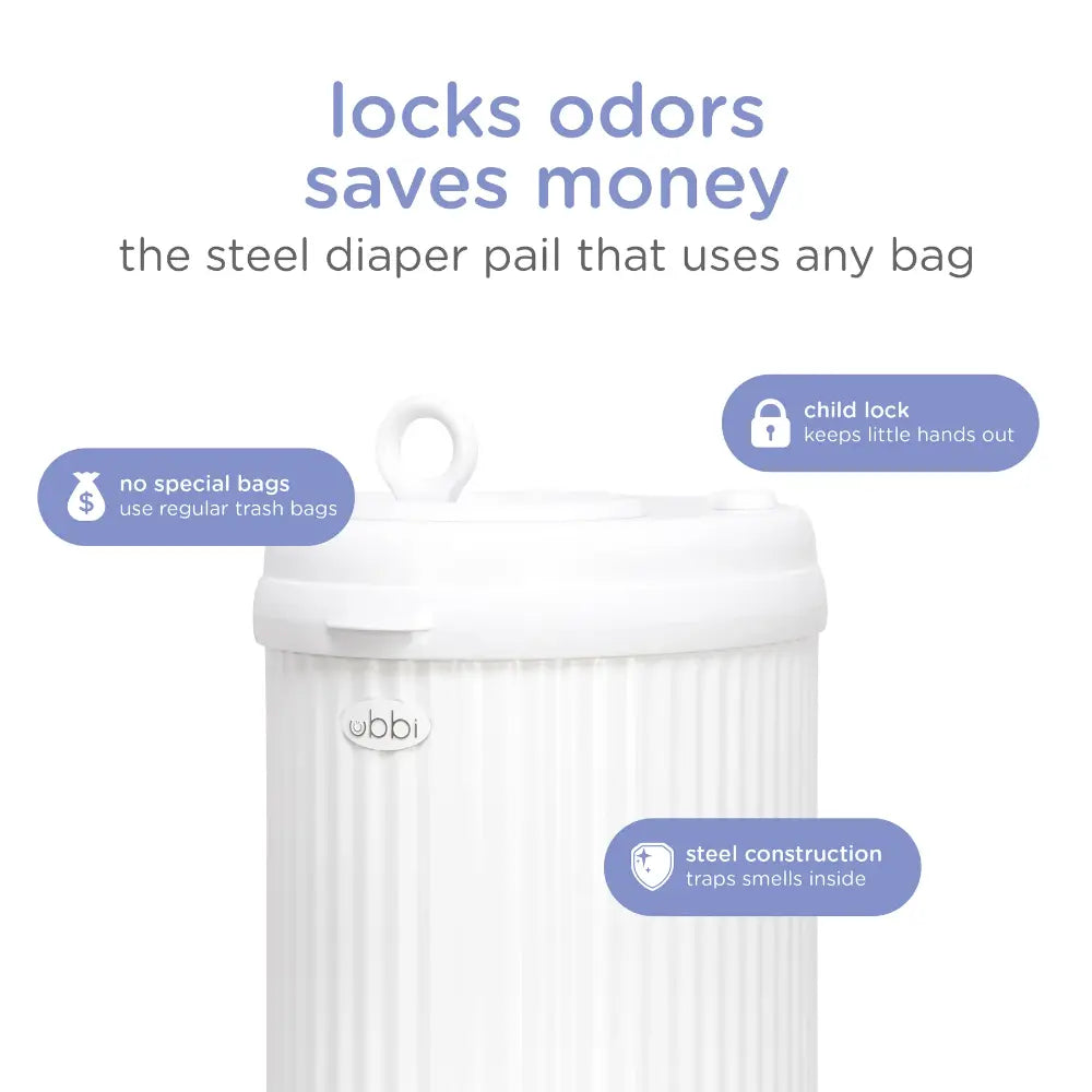 Ubbi Matte Diaper Pail - Matte White
