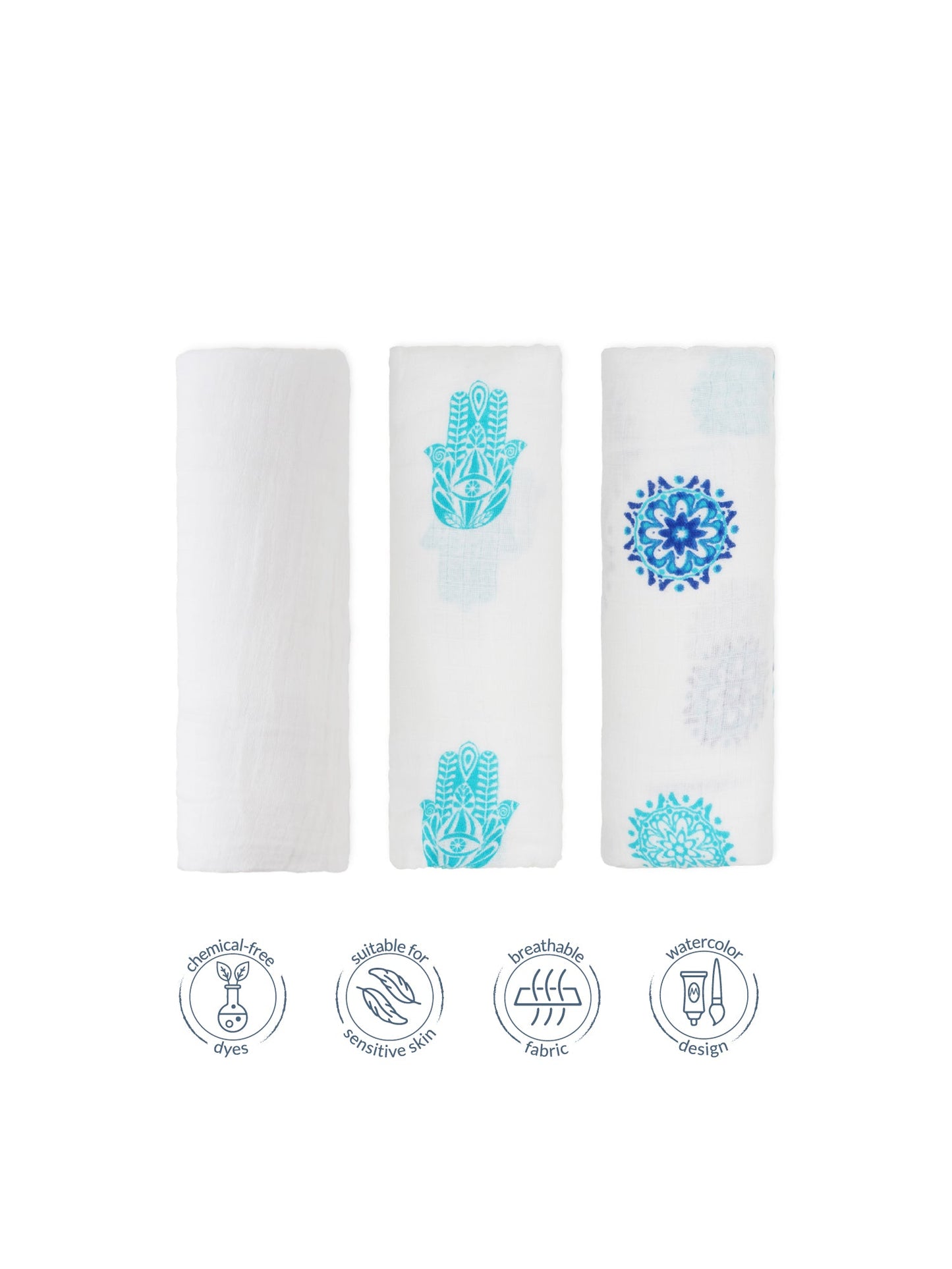 Malabar Baby 3 Pack Swaddle Gift Set (Organic Muslin)