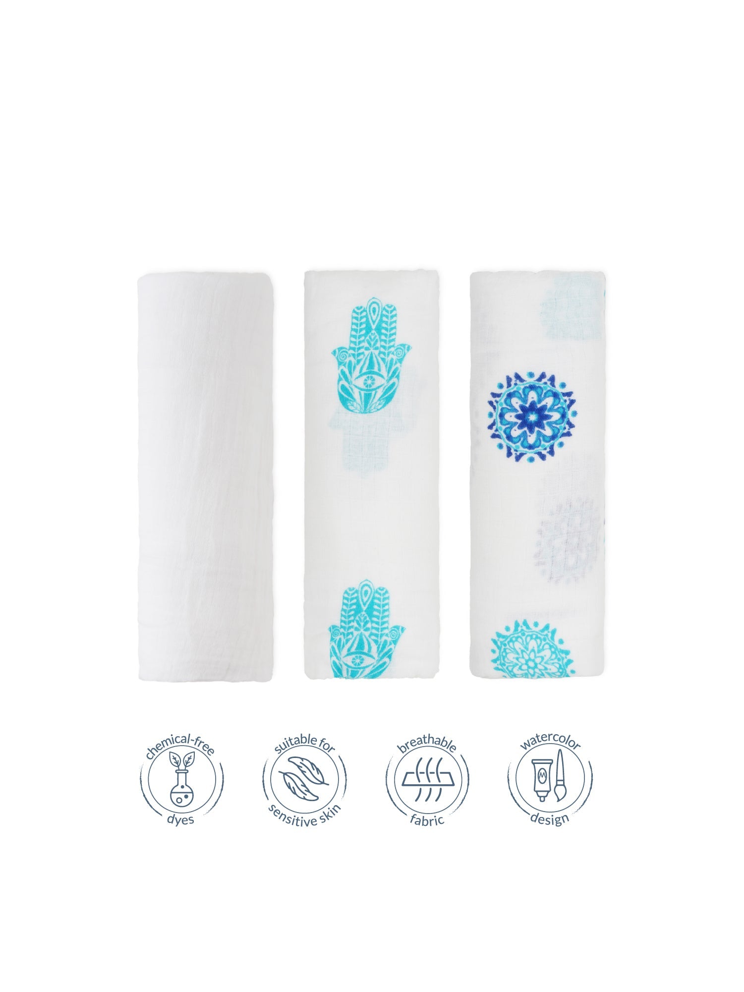 Malabar Baby 3 Pack Swaddle Gift Set (Organic Muslin)