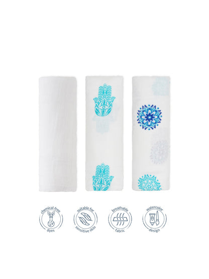 Malabar Baby 3 Pack Swaddle Gift Set (Organic Muslin)