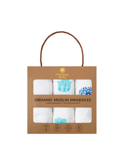 Malabar Baby 3 Pack Swaddle Gift Set (Organic Muslin)