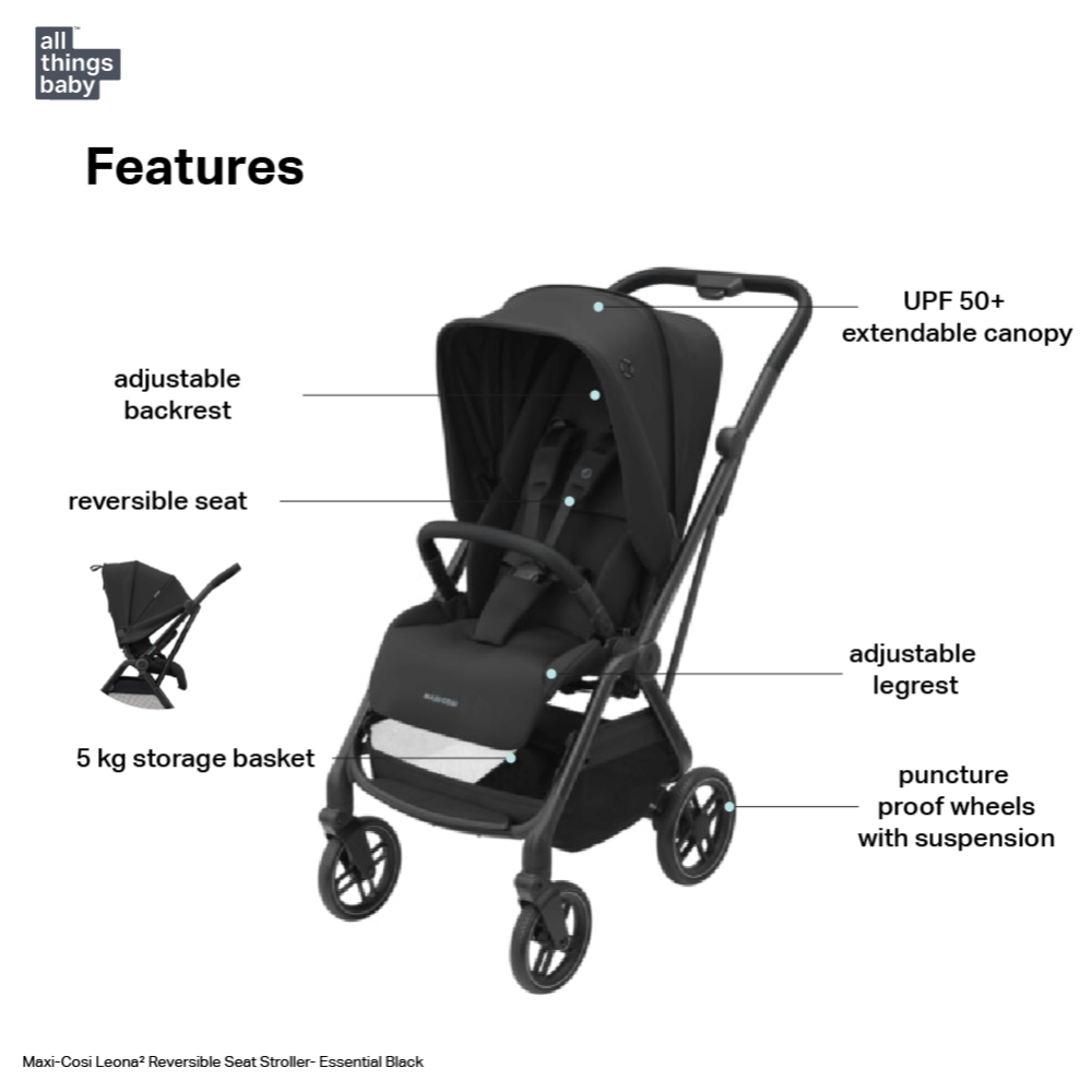 Maxi Cosi Leona2 Stroller - Twillic Black
