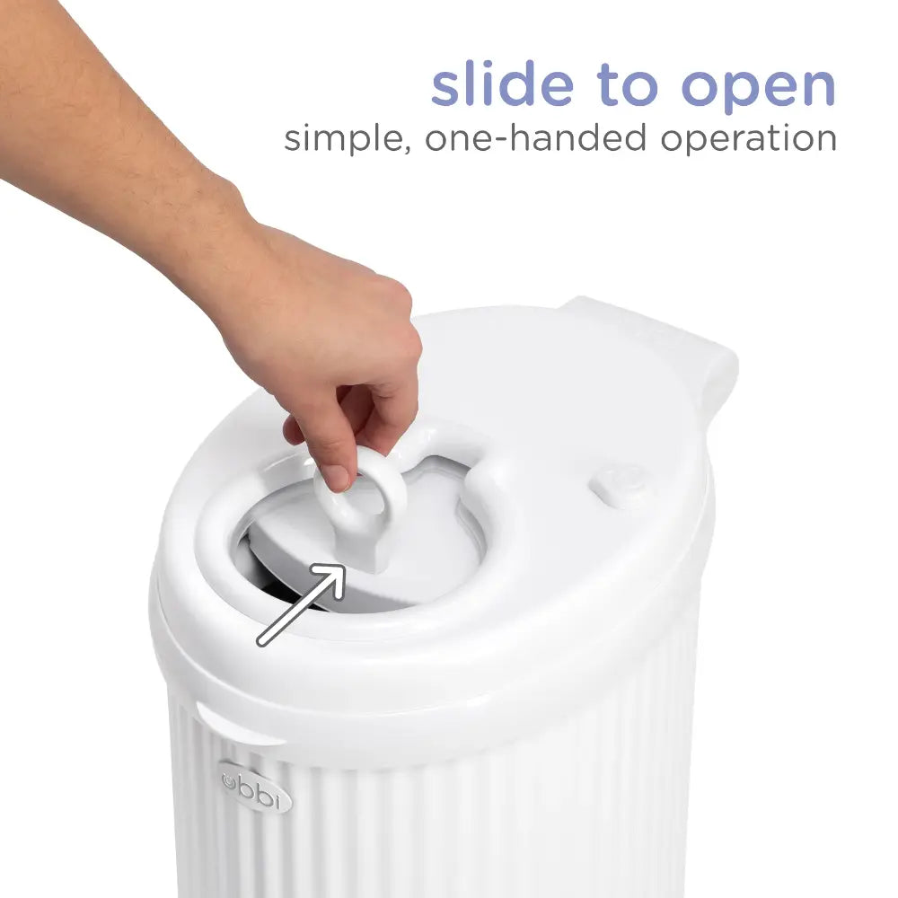 Ubbi Matte Diaper Pail - Matte White Fluted