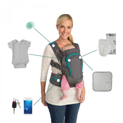 Infantino Carry On Multi-Pocket Carrier Grey & Black Birth to 48 Months