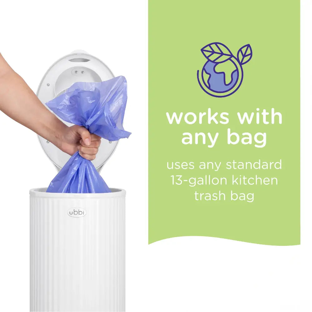 Ubbi Matte Diaper Pail - Matte White Fluted