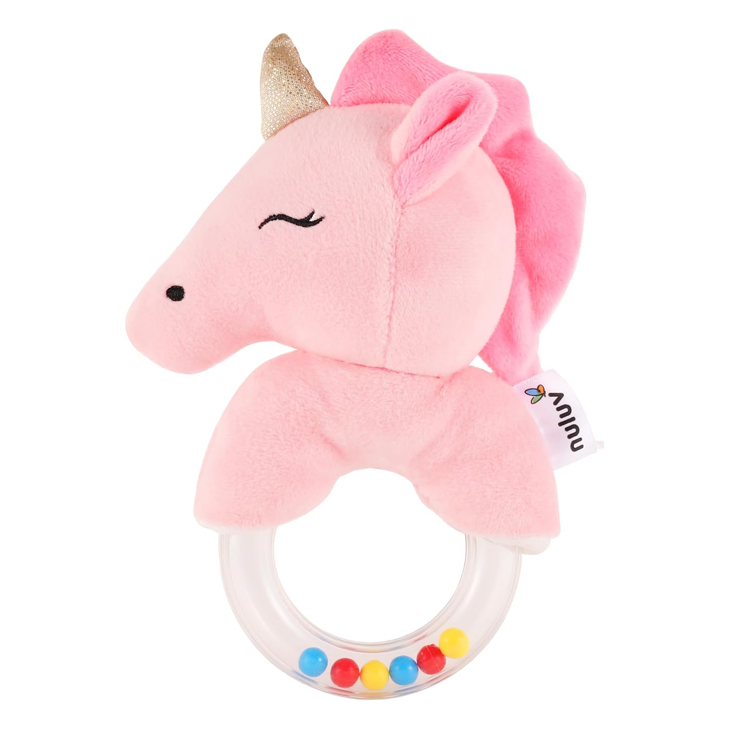 Unicorn Ring Rattle Toy, Soft Toy with Rattle Sound, Ring Rattle for Babies and Infants, Develops Sight, Sound and Motor Skills, Lightweight and Portable, Non-Toxic, for Babies 3+ Months