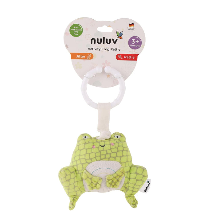 Activity Frog Rattle, 2-in-1 Jitter and Rattle Toy for Babies, BPA-Free, Soft Plush, Sensory Development Hanging Toy for Crib, Stroller and Car Seat, for Babies 3+ Months