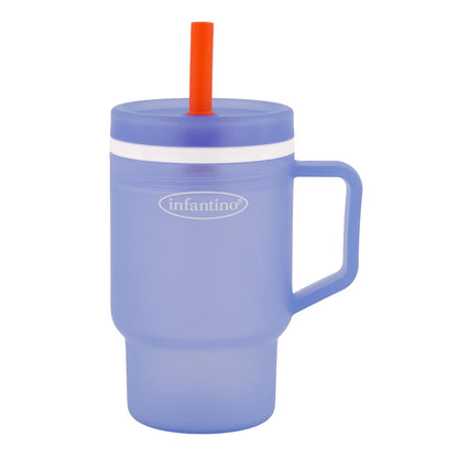 Infantino My 1st Tumbler – Adorable Miniature Tumbler with Leak-Resistant Straw and Toddler-Friendly Handle, Encourages Hydration, Easy to Clean, (266 ml), Blue