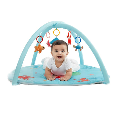 Baby Playgym for Babies | Activity Play Gym with Hanging Crinkles, Squeaker, Mirror and Rattles Toys, Foldable, Washable and Non-Toxic Play Gym, for Infants 2+ Months Mermaid s Cove