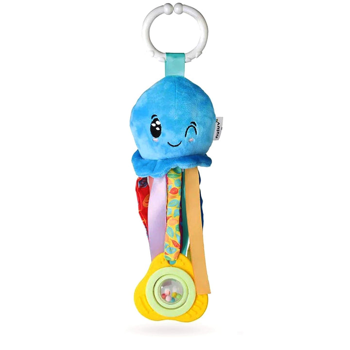 Waves Octopus Plush Toy I Hanging Rattle I Stroller Toy for Baby 3 Months+ with Teether & Rattle Sound - Multicolor