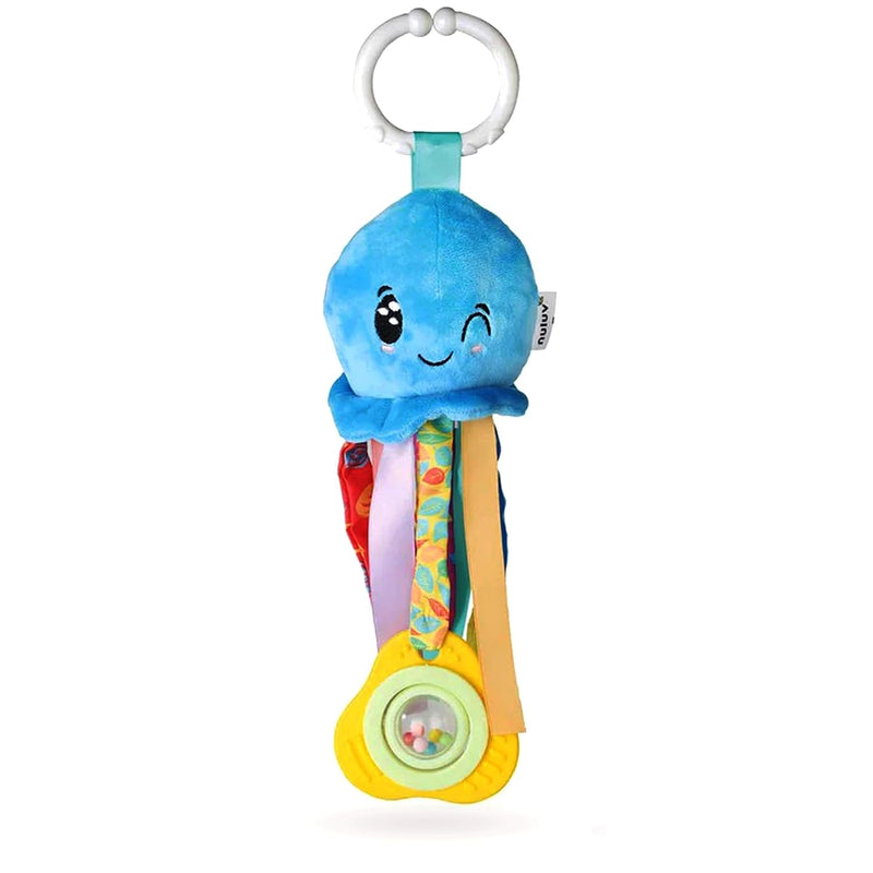 Waves Octopus Plush Toy I Hanging Rattle I Stroller Toy for Baby 3 Months+ with Teether & Rattle Sound - Multicolor