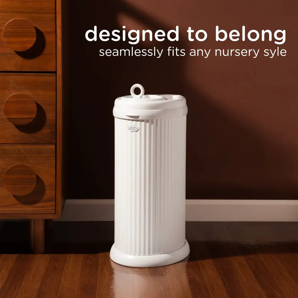 Ubbi Matte Diaper Pail - Matte White Fluted