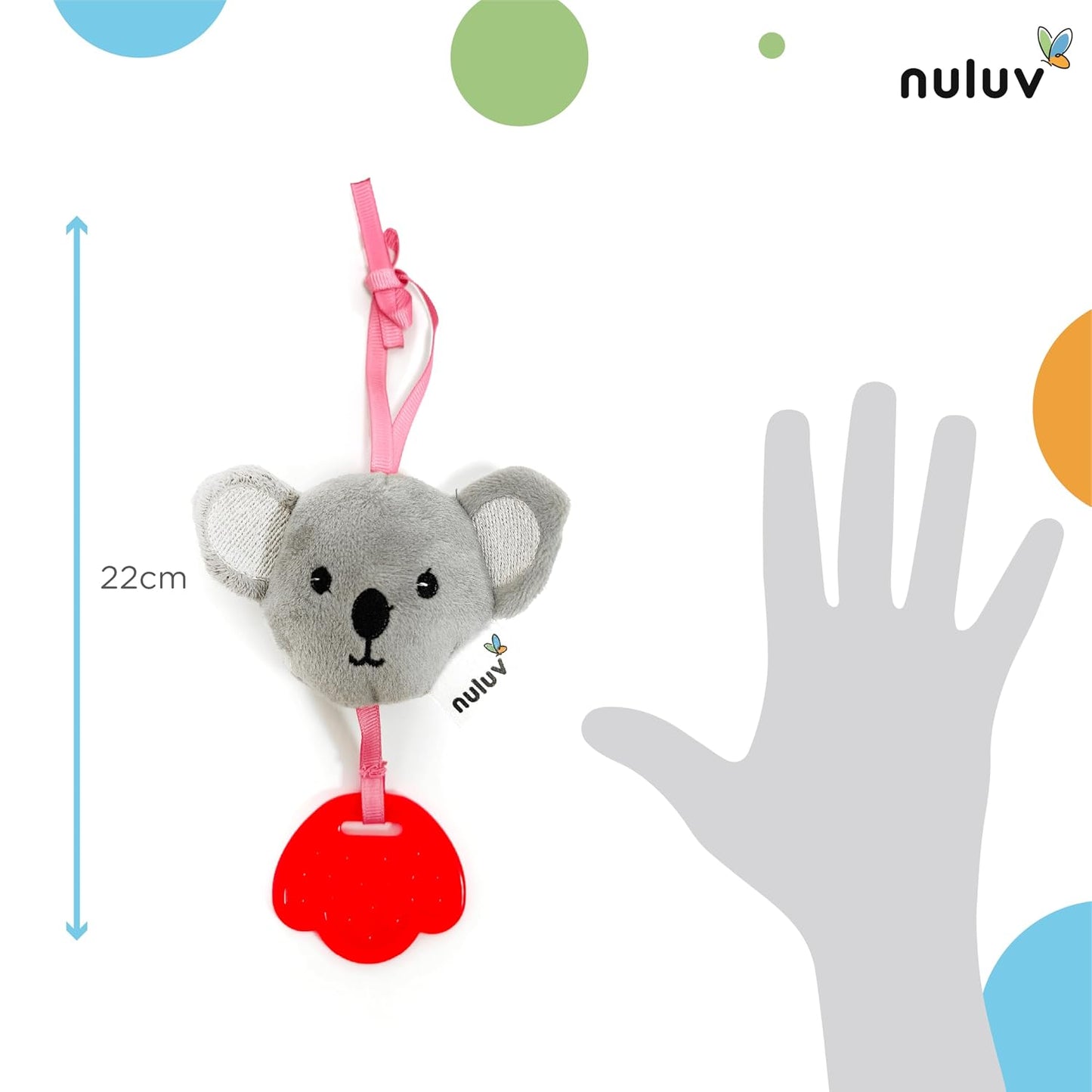 Nuluv Koala Teether Rattle Plush Toy, Soft & Cuddly with Stroller Attachment Ribbon for 3+ Months Babies