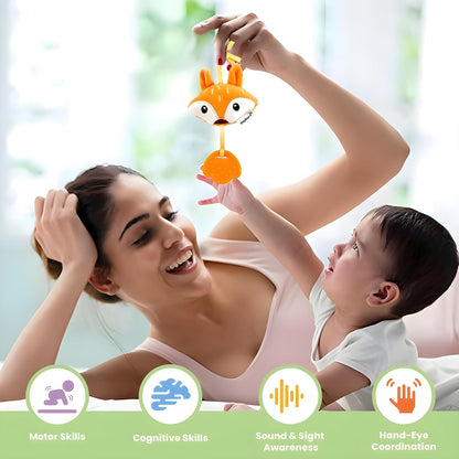 Fox Teether Plush Toy, Soft & Cuddly with Stroller Attachment Ribbon for 3+ Months Babies