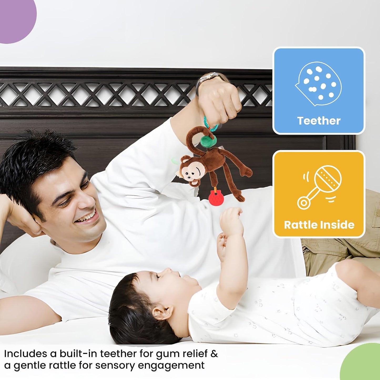 Jittery Monkey Baby Toy, Vibrating Plush with Soft Fabric, Hanging Stroller and Crib Toy for Sensory Development, Fun and Engaging Soft, Safe and Non-Toxic, for Babies 3+ Months