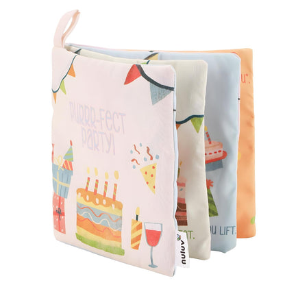 Infant Perfect Party Playbook - Squeaker and Rattle Cloth Book Enable Joyful Sounds for Baby 3 Months+, Multicolor