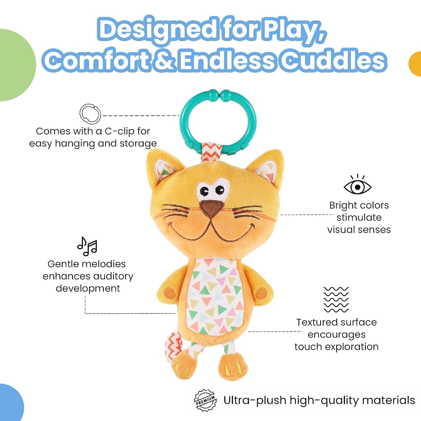 Kitty Musical Jittery Plush Toy - Soft & Cuddly Fabric, Built-in Musical Instrument, Perfect for Babies 3 Months+