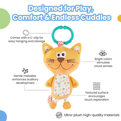 Kitty Musical Jittery Plush Toy - Soft & Cuddly Fabric, Built-in Musical Instrument, Perfect for Babies 3 Months+
