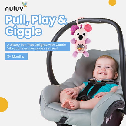 Infant Koala Jittery Teether Rattle Plush Toy, Hanging Rattle, Stroller Toy with Tactile Material for Baby 3 Months+,Multicolor