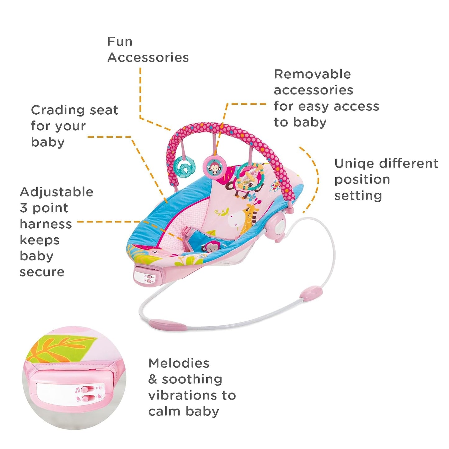 Mastela Toddler to Baby Rocker Bouncer Chair Musical (Multicolor) (6316)