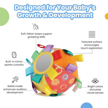Activity Ball for Kids, Learning and Activity Playball, Infant, Toddler, and Preschool Toy for 3+ Months Old, Improves Fine Motor and Cognitive Skills, BPA, Phthalates and PVC Free, Multicolour