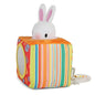 Infant Plush Bunny Cube Early Learning Activity Play Toy with Squeaky Crinkle Rattle for Baby 3 Months+,Multicolor