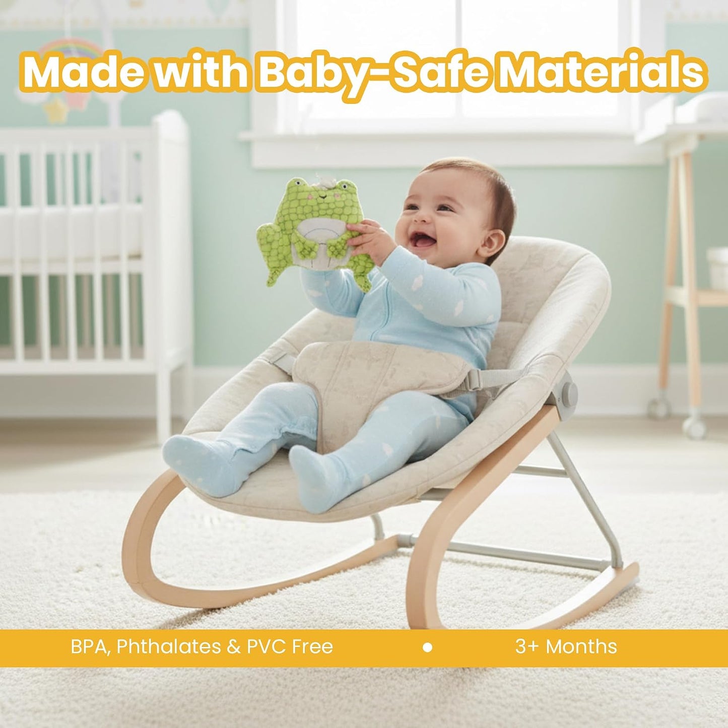 Activity Frog Rattle, 2-in-1 Jitter and Rattle Toy for Babies, BPA-Free, Soft Plush, Sensory Development Hanging Toy for Crib, Stroller and Car Seat, for Babies 3+ Months