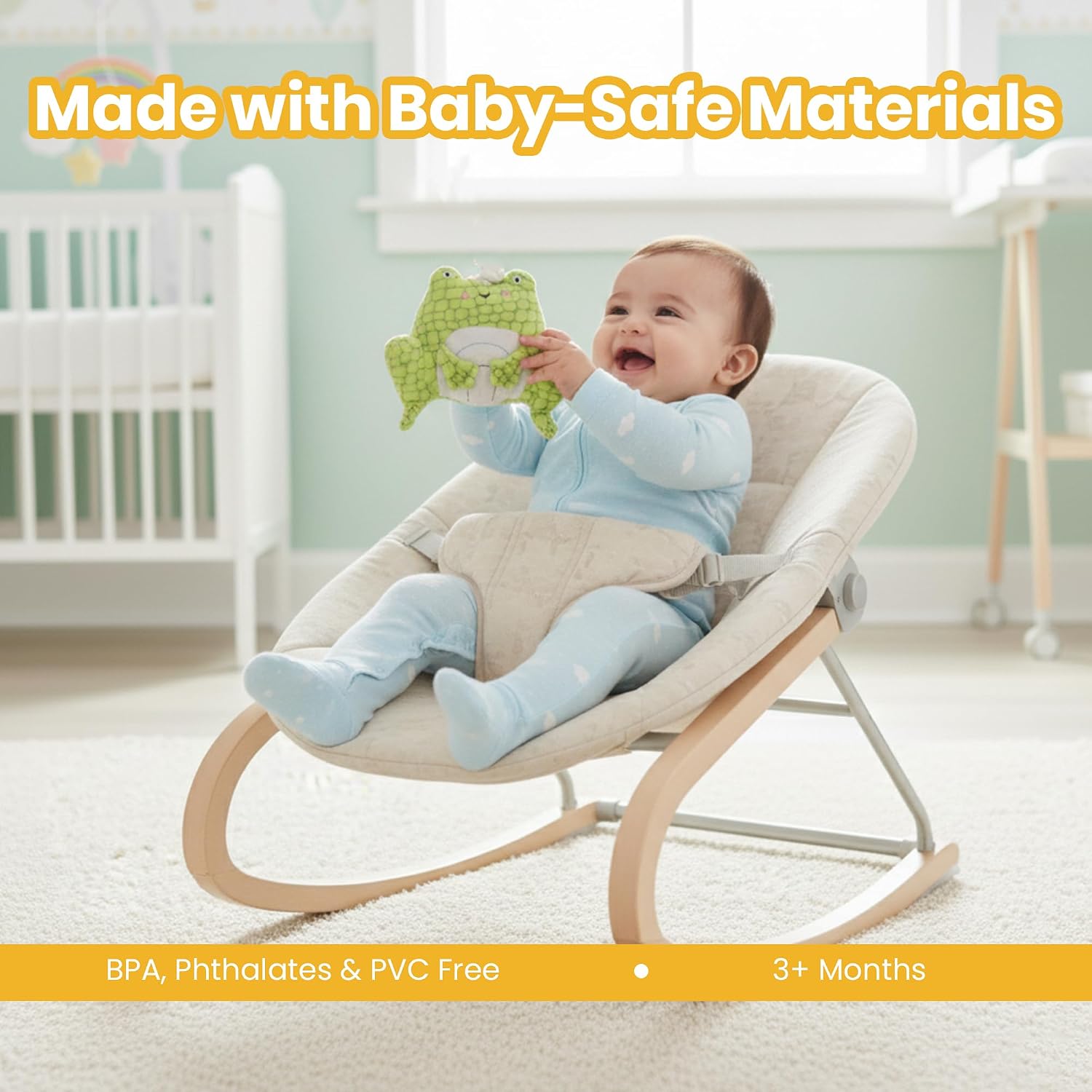 Activity Frog Rattle, 2-in-1 Jitter and Rattle Toy for Babies, BPA-Free, Soft Plush, Sensory Development Hanging Toy for Crib, Stroller and Car Seat, for Babies 3+ Months