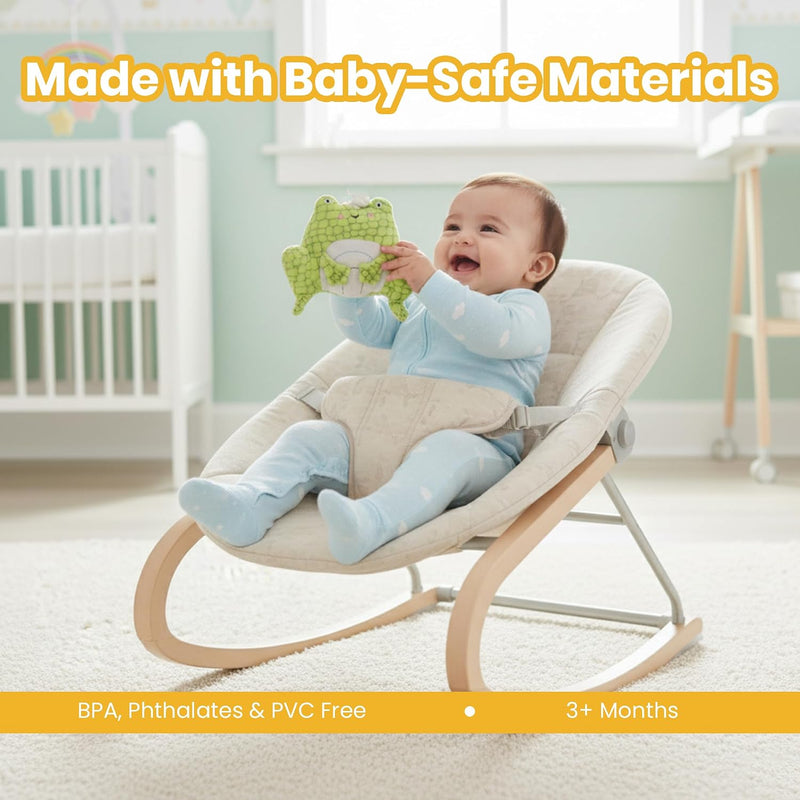 Activity Frog Rattle, 2-in-1 Jitter and Rattle Toy for Babies, BPA-Free, Soft Plush, Sensory Development Hanging Toy for Crib, Stroller and Car Seat, for Babies 3+ Months