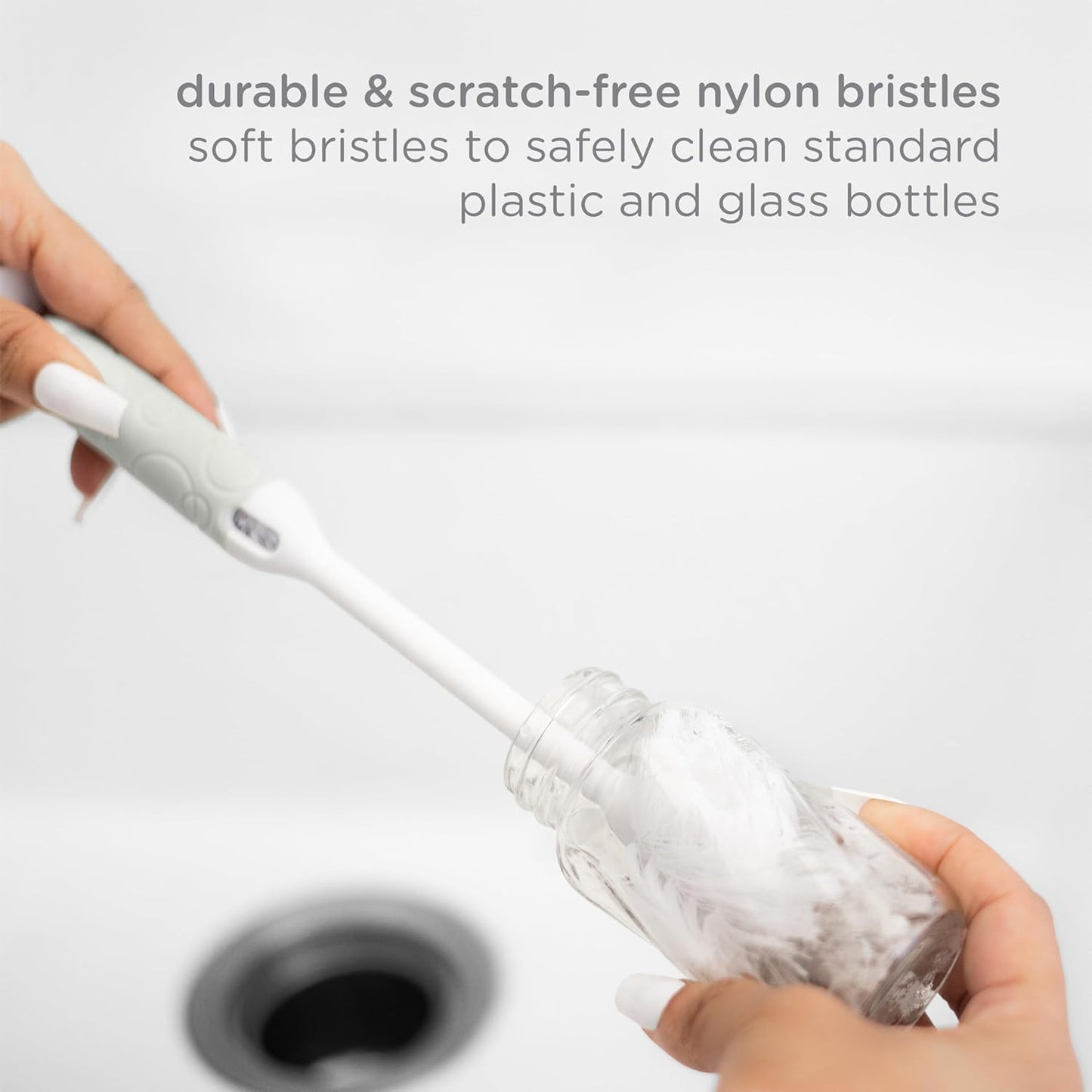 Ubbi Deluxe Bottle Brush With Suction Base - Gray