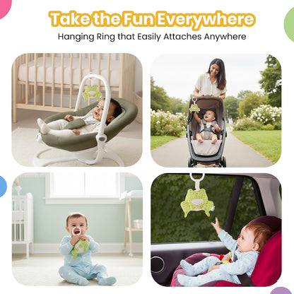 Activity Frog Rattle, 2-in-1 Jitter and Rattle Toy for Babies, BPA-Free, Soft Plush, Sensory Development Hanging Toy for Crib, Stroller and Car Seat, for Babies 3+ Months