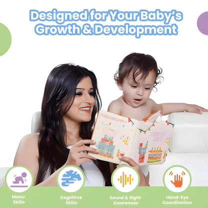 Infant Perfect Party Playbook - Squeaker and Rattle Cloth Book Enable Joyful Sounds for Baby 3 Months+, Multicolor